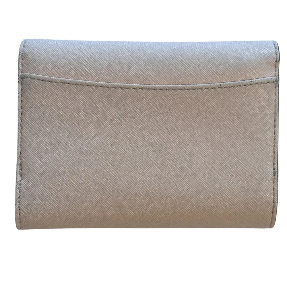 Tory Burch Robinson Saffiano Leather Trifold Wallet Apricot Peach